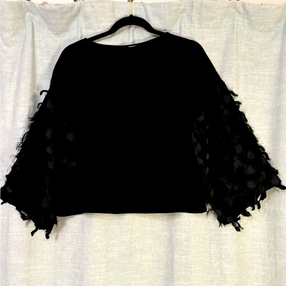 Puffy Sleeve Block Cropped Shirt